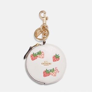 Coach Circular Coin Pouch With Strawberry Print